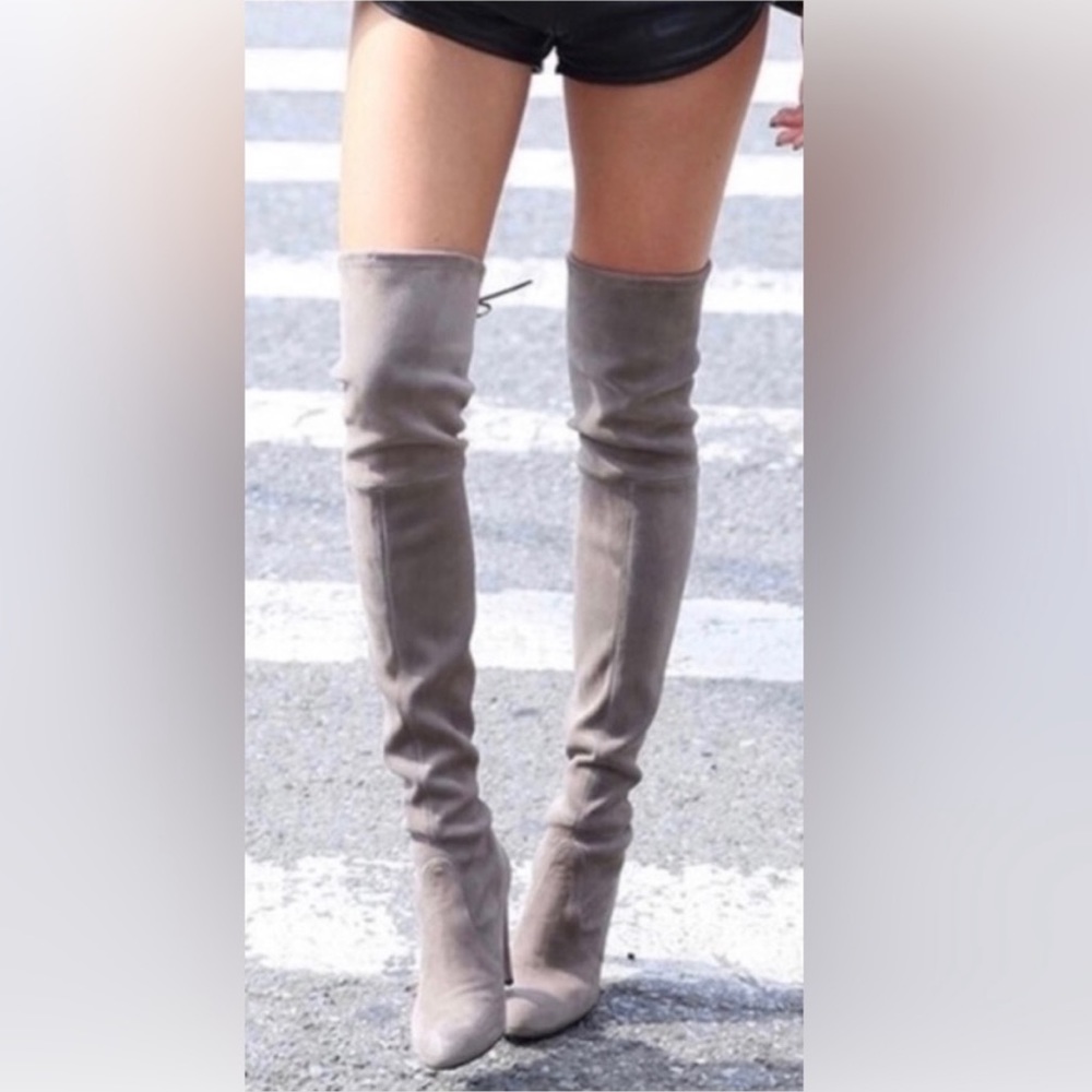 Stuart Weitzman sz 11.5 over the knee highland boots grey suede